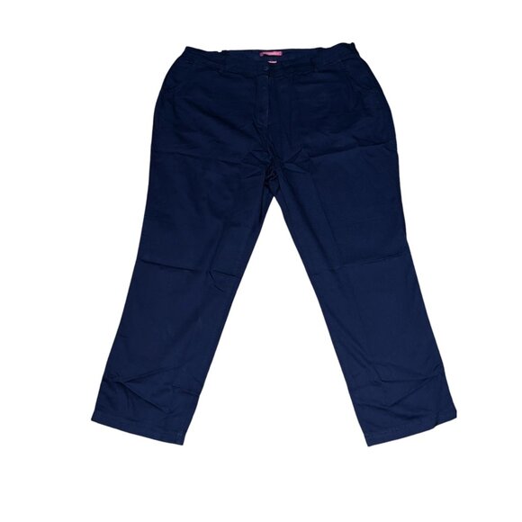 Woman Within NWOT Stretch Cotton Chino Straight Leg Pant Sz 22 Wide Navy Blue Pl - Picture 9 of 11